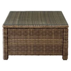 Crosley Bradenton Outdoor Wicker Sectional Glass Top Coffee Table