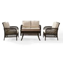 Tribeca 4pc Outdoor Wicker Conversation Set - Sand/Brown - Crosley -Crosley Sales Store GUEST 654001f1 eb6e 4094 b40d 157bb92982a9