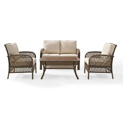 Tribeca 4pc Outdoor Wicker Conversation Set - Sand/Driftwood - Crosley 6 Tribeca 4pc Outdoor Wicker Conversation Set - Sand/Driftwood - Crosley - Image 6