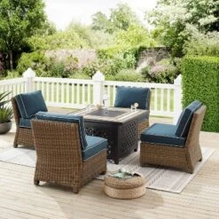 Bradenton 5pc Outdoor Wicker Armless Chair & Fire Table Set - Crosley -Crosley Sales Store GUEST 65c8402d 600e 4826 924f f4ec4aa639f6