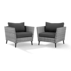 Richland 2pk Outdoor Wicker Armchairs - Charcoal - Crosley -Crosley Sales Store GUEST 65d8f274 77ae 485d 8f38 8445f0b6e181