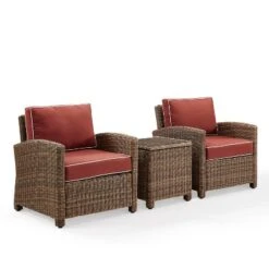 Bradenton 3pc Outdoor Wicker Seating Set With Two Chairs & Side Table Sangria - Crosley -Crosley Sales Store GUEST 65ff2682 6765 4df8 aa3e d10088891539
