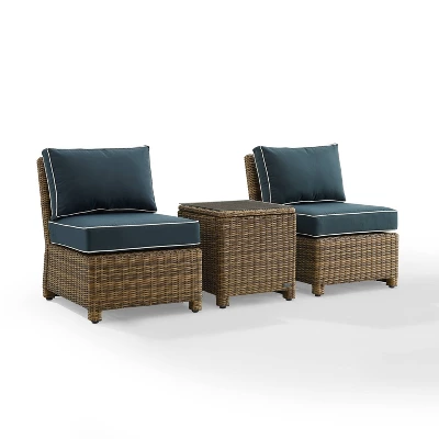 Bradenton 3pc Wicker Armless Chairs With Side Table - Crosley 16 Bradenton 3pc Wicker Armless Chairs With Side Table - Crosley - Image 16