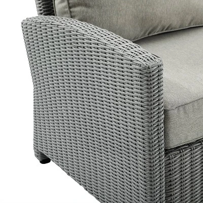 Bradenton 3pc Outdoor Wicker Sofa & 2 Ottoman Set - Gray/Gray - Crosley 11 Bradenton 3pc Outdoor Wicker Sofa & 2 Ottoman Set - Gray/Gray - Crosley - Image 11