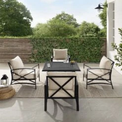 Kaplan 5pc Outdoor Conversation Set With Dante Fire Table & 4 Arm Chairs - Oatmeal - Crosley -Crosley Sales Store GUEST 68e1fda8 054c 40d7 b771 2635a5e9338b