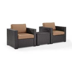 Biscayne 3pc Outdoor Wicker Seating Set - Mocha - Crosley -Crosley Sales Store GUEST 69b67536 a0d8 4eb4 9ae6 fc3d2239db57