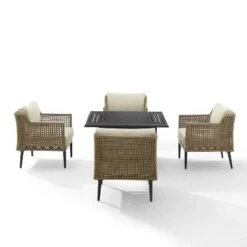 Southwick 5pc Outdoor Wicker Conversation Set With 4 Arm Chairs & Dante Fire Table - Cream/Light Brown - Crosley 12 Southwick 5pc Outdoor Wicker Conversation Set With 4 Arm Chairs & Dante Fire Table - Cream/Light Brown - Crosley -Crosley Sales Store GUEST 69e81498 b69b 4ca4 834f 82ec3a7c04b3