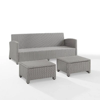 Bradenton 3pc Outdoor Wicker Sofa & 2 Ottoman Set - Navy/Gray - Crosley 8 Bradenton 3pc Outdoor Wicker Sofa & 2 Ottoman Set - Navy/Gray - Crosley - Image 8