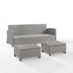 Bradenton 3pc Outdoor Wicker Sofa & 2 Ottoman Set - Gray/Gray - Crosley 19 Bradenton 3pc Outdoor Wicker Sofa & 2 Ottoman Set - Gray/Gray - Crosley -Crosley Sales Store GUEST 6a2be418 45b0 4137 a53a de8186f06036