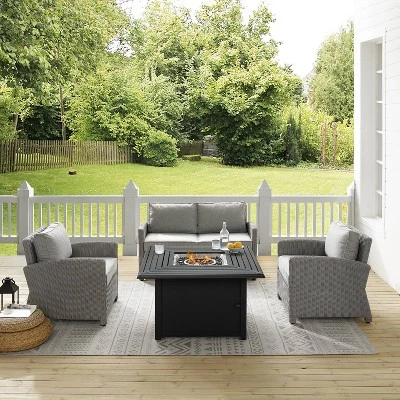 Bradenton 4pc Wicker Seating Set With Fire Table - Crosley 6 Bradenton 4pc Wicker Seating Set With Fire Table - Crosley - Image 6