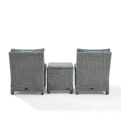 Bradenton 3pc Wicker Armless Chairs With Side Table - Crosley 2 Bradenton 3pc Wicker Armless Chairs With Side Table - Crosley - Image 2