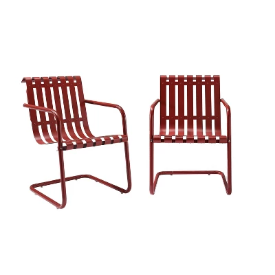 Gracie 2pk Outdoor Metal Chairs - Dark Red - Crosley 2 Gracie 2pk Outdoor Metal Chairs - Dark Red - Crosley - Image 2
