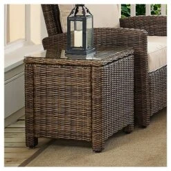 Bradenton Outdoor Wicker Glass Top Side Table - Crosley -Crosley Sales Store GUEST 6e66aa4b a3a3 45b6 8dc2 2f026bd470fe