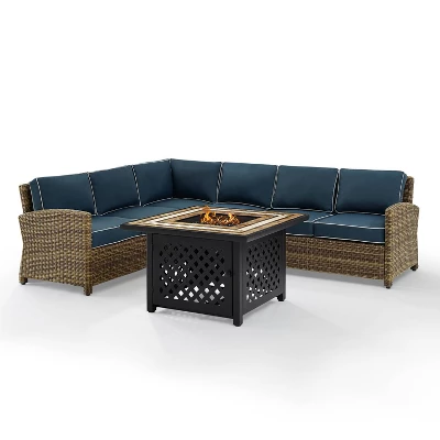 Bradenton 5pc Outdoor Wicker Sectional Set With Fire Table - Crosley 6 Bradenton 5pc Outdoor Wicker Sectional Set With Fire Table - Crosley - Image 6