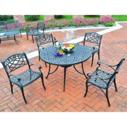 Sedona 42" 5pc Outdoor Dining Set With Armchairs - Black - Crosley