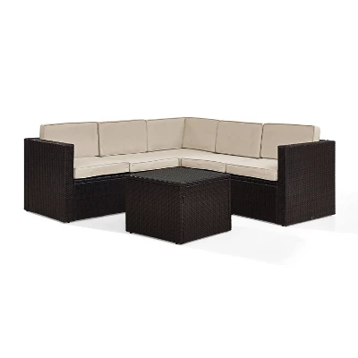 Palm Harbor 6pc All-Weather Wicker Patio Seating Set - Sand - Crosley 1 Palm Harbor 6pc All-Weather Wicker Patio Seating Set - Sand - Crosley