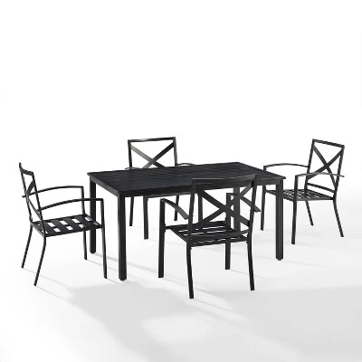 Kaplan 5pc Outdoor Dining Set With Arm Chairs Mist/Oil Rubbed Bronze - Crosley 2 Kaplan 5pc Outdoor Dining Set With Arm Chairs Mist/Oil Rubbed Bronze - Crosley - Image 2