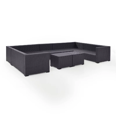 Crosley 7pc Biscayne Outdoor Steel Wicker Patio Sectional Set Furniture Set With Two Coffee Tables Mocha 5 Crosley 7pc Biscayne Outdoor Steel Wicker Patio Sectional Set Furniture Set With Two Coffee Tables Mocha - Image 5