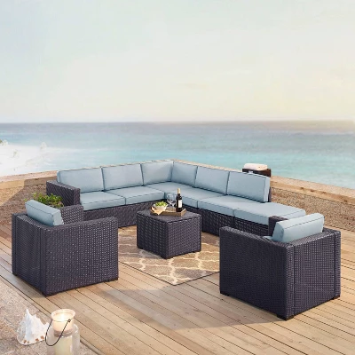 Biscayne 7pc Outdoor Wicker Sectional Set - Mist - Crosley 1 Biscayne 7pc Outdoor Wicker Sectional Set - Mist - Crosley