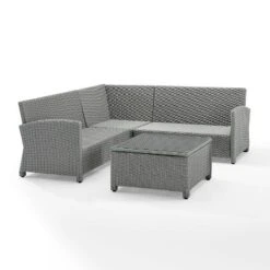 Crosley 4pc Bradenton Steel Outdoor Patio Sectional Sofa Furniture Set -Crosley Sales Store GUEST 736f9473 a54f 4d2d acbf 7fa3a4380505