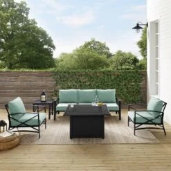Kaplan 5pc Outdoor Sofa Set With Fire Table - Mist - Crosley -Crosley Sales Store GUEST 7419d039 ab26 4c59 ab0b d7f91fe008d1