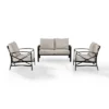 Crosley 3pc Kaplan Steel Outdoor Seating Furniture Set With Loveseat & 2 Chairs Oatmeal