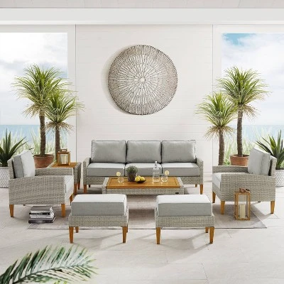 Capella 7pc Outdoor Wicker Sofa Set - Gray - Crosley 2 Capella 7pc Outdoor Wicker Sofa Set - Gray - Crosley - Image 2