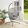 Lorelei Indoor/Outdoor Wicker Hanging Egg Chair - Gray/Light Gray - Crosley