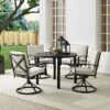 5pc Kaplan Outdoor Steel Round Dining Set With Swivel Chairs Oatmeal/Bronze - Crosley