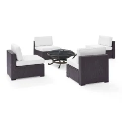 Biscayne 5pc Outdoor Wicker Conversation Set With 4 Armless Chairs & Fire Pit - White - Crosley 10 Biscayne 5pc Outdoor Wicker Conversation Set With 4 Armless Chairs & Fire Pit - White - Crosley -Crosley Sales Store GUEST 76855914 6700 4485 b58a 5a0b968f8a52
