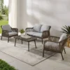 Haven 4pc Outdoor Wicker Conversation Set - Light Gray - Crosley