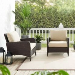 Kiawah 2pk Wicker Patio Chair - Sand - Crosley -Crosley Sales Store GUEST 77c2c6ee 96b5 404f 845b 6442c57f6fd7
