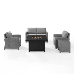 Bradenton 5pc Wicker Sofa Set With Fire Table - Gray - Crosley -Crosley Sales Store GUEST 79b64716 4ed7 4909 8db0 edab46a54790