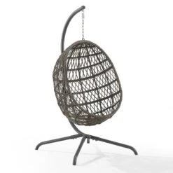 Tess Indoor/Outdoor Wicker Hanging Egg Chair - Gray/Driftwood - Crosley -Crosley Sales Store GUEST 7a359afb c6e0 4c9b a8db 0e327e7e79db