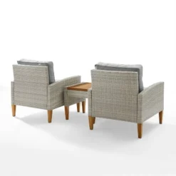 Capella 3pc Outdoor Wicker Chair Set - Gray - Crosley -Crosley Sales Store GUEST 7bb70081 d04b 48c9 a8aa 0fc0a0cff938