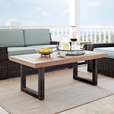 Beaufort Outdoor Wicker Coffee Table - Mist/Brown - Crosley 1 Beaufort Outdoor Wicker Coffee Table - Mist/Brown - Crosley