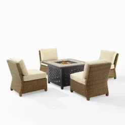 Bradenton 5pc Outdoor Wicker Armless Chair & Fire Table Set - Crosley -Crosley Sales Store GUEST 7d872a26 7092 4804 b2ff 7443975fc0cc