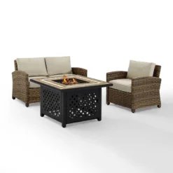 Crosley 3pc Bradenton Steel Outdoor Patio Fire Pit Furniture Set Tan/Brown -Crosley Sales Store GUEST 7e103efb 5d47 4307 aee7 033719074ab0