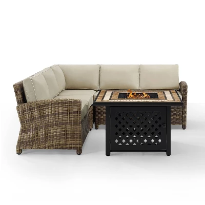 Bradenton 4pc Outdoor Wicker Sectional Set With Fire Table - Crosley 11 Bradenton 4pc Outdoor Wicker Sectional Set With Fire Table - Crosley - Image 11