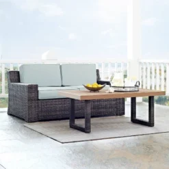 Beaufort 2pc Outdoor Wicker Chat Set - Mist - Crosley