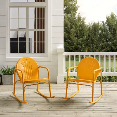 Griffith 2pc Outdoor Metal Rocking Chair Set - Crosley 2 Griffith 2pc Outdoor Metal Rocking Chair Set - Crosley - Image 2