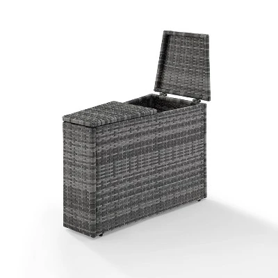 Catalina Outdoor Wicker Arm Table - Gray - Crosley 3 Catalina Outdoor Wicker Arm Table - Gray - Crosley - Image 3