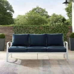 Kaplan Outdoor Metal Sofa White With Navy Cushions - Crosley 16 Kaplan Outdoor Metal Sofa White With Navy Cushions - Crosley -Crosley Sales Store GUEST 80fb0f1b ddcd 4b67 9aee 691cc701a48d