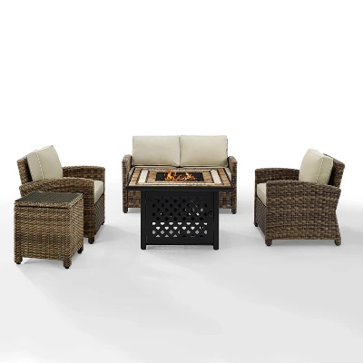 Crosley 5pc Bradenton Steel Outdoor Patio Fire Pit Furniture Set 16 Crosley 5pc Bradenton Steel Outdoor Patio Fire Pit Furniture Set - Image 16