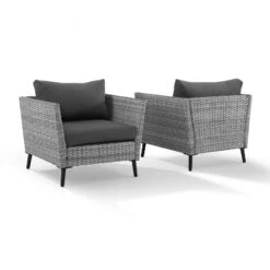 Richland 2pk Outdoor Wicker Armchairs - Charcoal - Crosley -Crosley Sales Store GUEST 815073a1 de1b 4ec3 bdf7 61394fae9b2b