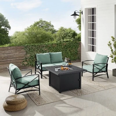 Kaplan 4pc Outdoor Conversation Set With Dante Fire Table - Mist - Crosley 4 Kaplan 4pc Outdoor Conversation Set With Dante Fire Table - Mist - Crosley - Image 4