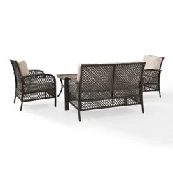 Tribeca 4pc Outdoor Wicker Conversation Set - Sand/Brown - Crosley -Crosley Sales Store GUEST 82f69fbc e428 43d2 ba43 c2fbe5b0f7e7