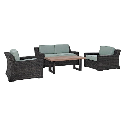Beaufort 4pc Outdoor Wicker Seating Set - Mist - Crosley 2 Beaufort 4pc Outdoor Wicker Seating Set - Mist - Crosley - Image 2