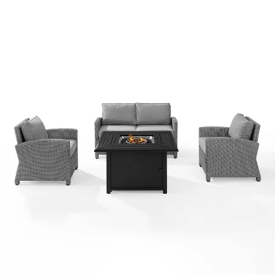 Bradenton 4pc Wicker Seating Set With Fire Table - Crosley 2 Bradenton 4pc Wicker Seating Set With Fire Table - Crosley - Image 2