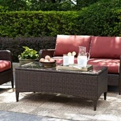Kiawah Outdoor Wicker Coffee Table - Brown - Crosley -Crosley Sales Store GUEST 86a5387a 8307 48a6 b84a a8b2f83f29e1